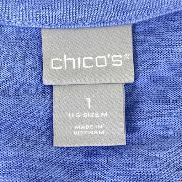 Chico's Blue Notch Neck Linen Tunic Women's Size Medium - Picture 3 of 9
